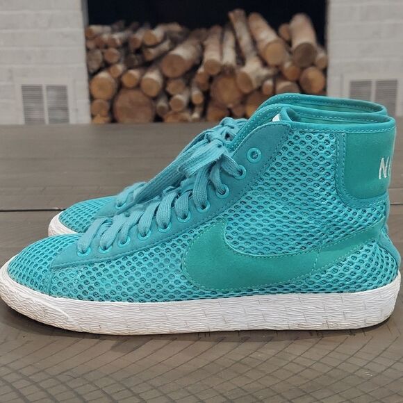 Nike Women's Blazer Mid Mesh Sports Turquoise - Size 7 - Picture 2 of 10